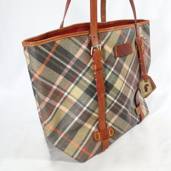 DOONEY & BOURKE Tartan Plaid Shopper Tote Purse VTG - Picture 2 of 16